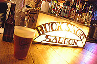 Photo of a lighted sign that read Bucksnort Saloon